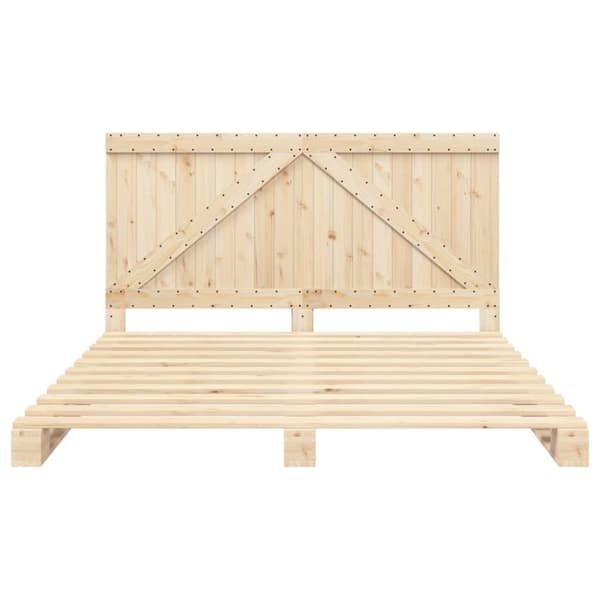 vidaXL Sengeramme med hodegavl 200x200 cm heltre furu