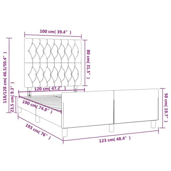 vidaXL sengeramme med sengegavl 120x190 cm stof sort