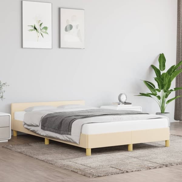 vidaXL sängram utan madrass gräddvit 120x190 cm tyg
