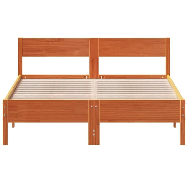 vidaXL sengeramme uden madras 140x200 cm massivt fyr gyldenbrun