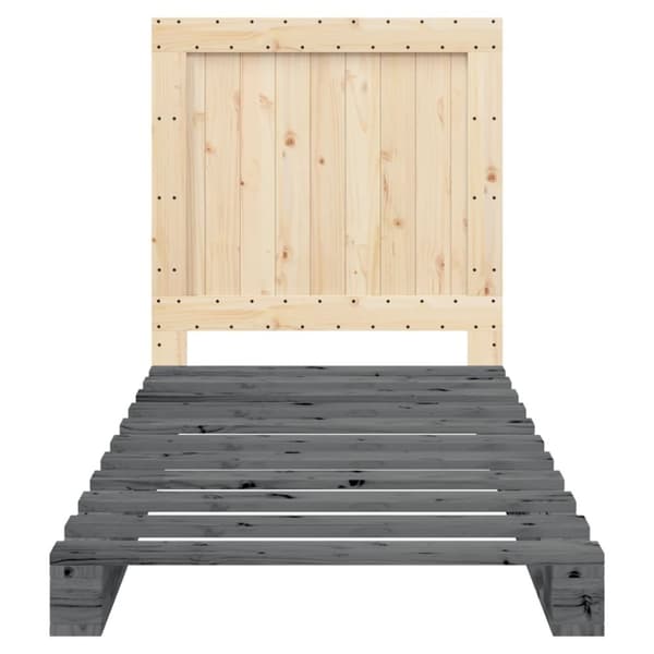 vidaXL Sengeramme med hodegavl grå 90x200 cm heltre furu