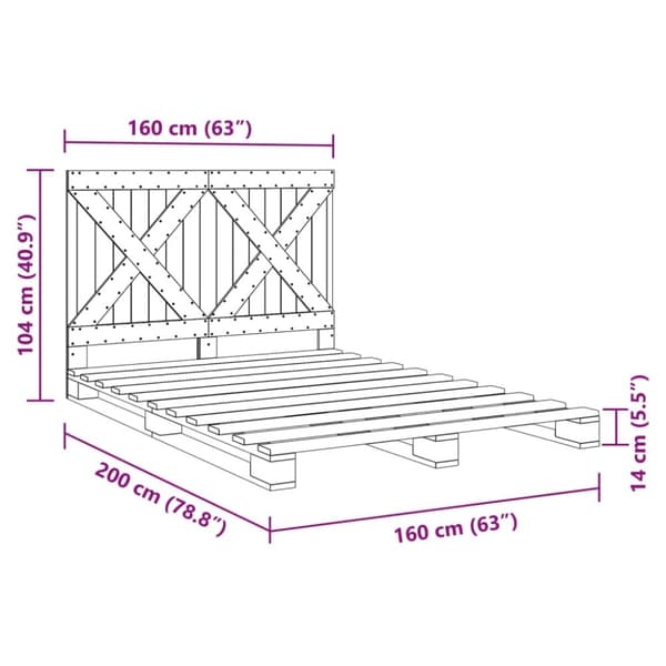 vidaXL Sengeramme med hodegavl 160x200 cm heltre furu