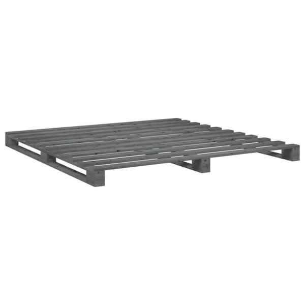 vidaXL Sengeramme med hodegavl grå 200x200 cm heltre furu