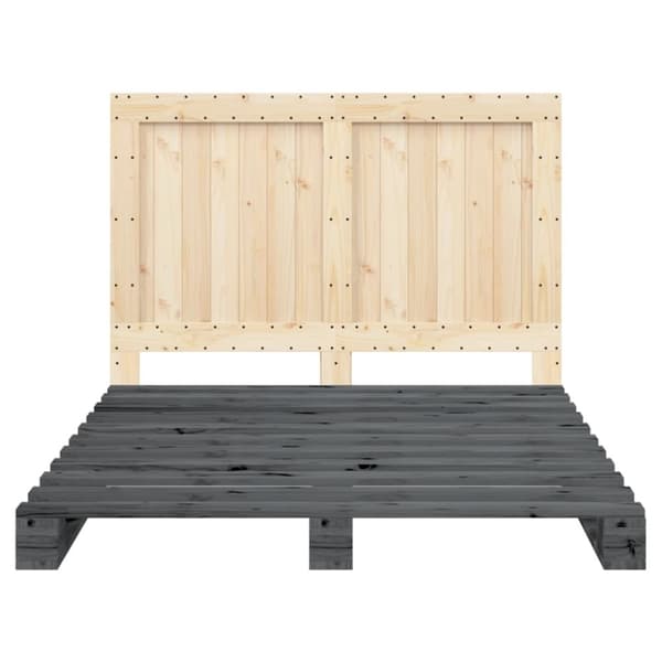 vidaXL sengeramme med sengegavl 140x200 cm massivt fyrretræ grå