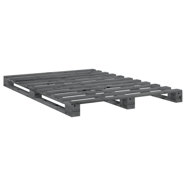 vidaXL sengeramme med sengegavl 140x200 cm massivt fyrretræ grå