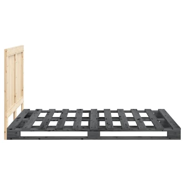 vidaXL sengeramme med sengegavl 140x200 cm massivt fyrretræ grå