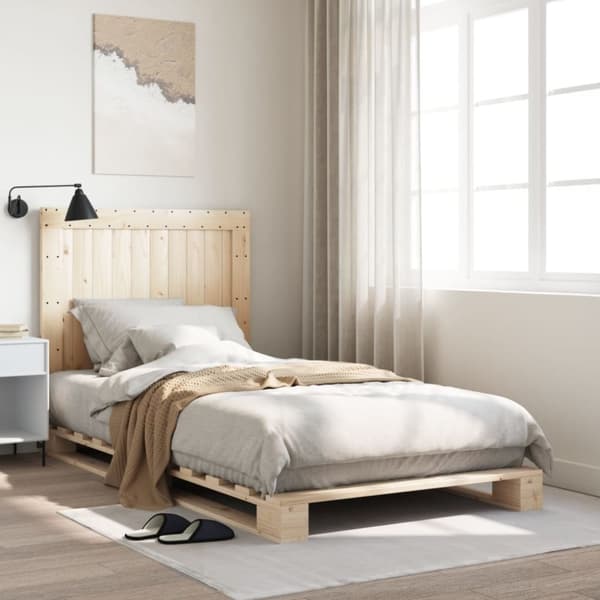 vidaXL Sengeramme med hodegavl 100x200 cm heltre furu
