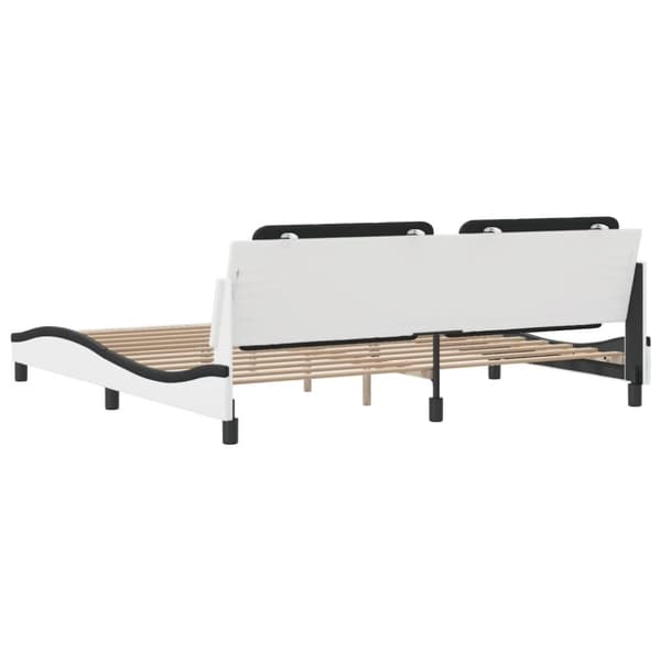 vidaXL Sengeramme med hodegavl hvit og svart 200x200 cm kunstlær