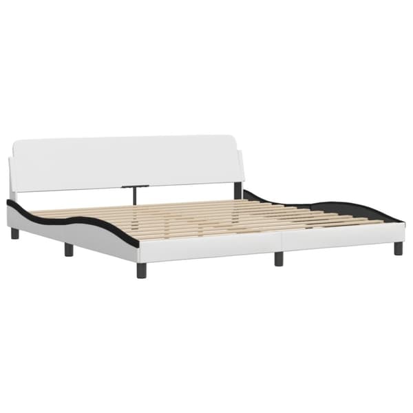 vidaXL Sengeramme med hodegavl hvit og svart 200x200 cm kunstlær