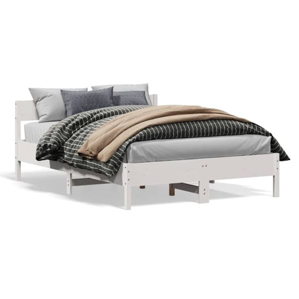 vidaXL sengeramme uden madras 120x190 cm massivt fyrretræ hvid