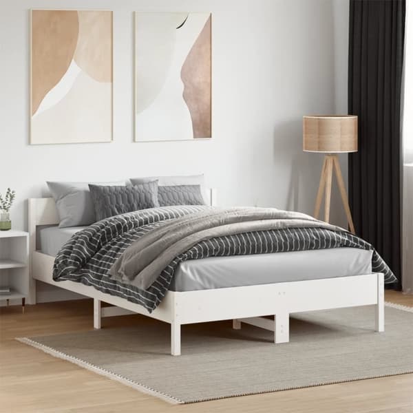 vidaXL sengeramme uden madras 120x190 cm massivt fyrretræ hvid
