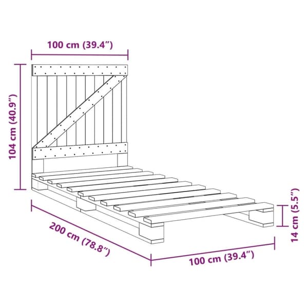 vidaXL Sengeramme med hodegavl 100x200 cm heltre furu