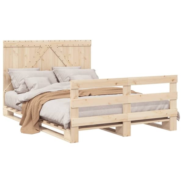 vidaXL sengeramme med sengegavl 140x200 cm massivt fyrretræ hvid