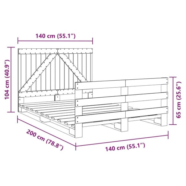 vidaXL sengeramme med sengegavl 140x200 cm massivt fyrretræ hvid