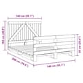 Miniatyrbilde 10 av 11: vidaXL Sengeramme med hodegavl 140x200 cm heltre furu