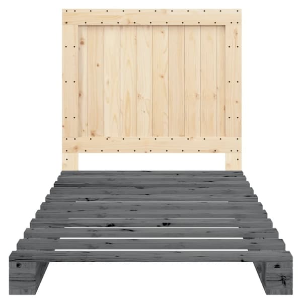 vidaXL Sengeramme med hodegavl grå 100x200 cm heltre furu