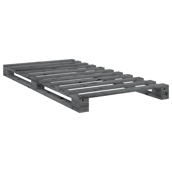 vidaXL Sengeramme med hodegavl grå 100x200 cm heltre furu