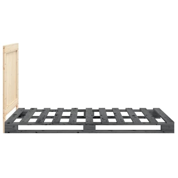 vidaXL Sengeramme med hodegavl grå 100x200 cm heltre furu
