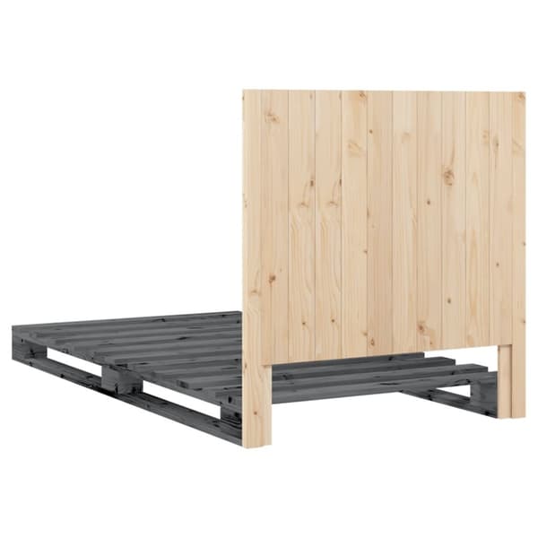 vidaXL Sengeramme med hodegavl grå 100x200 cm heltre furu