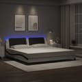 Miniatyrbilde 1 av 11: vidaXL Sengeramme med LED-lys hvit og svart 200x200 cm kunstig lær