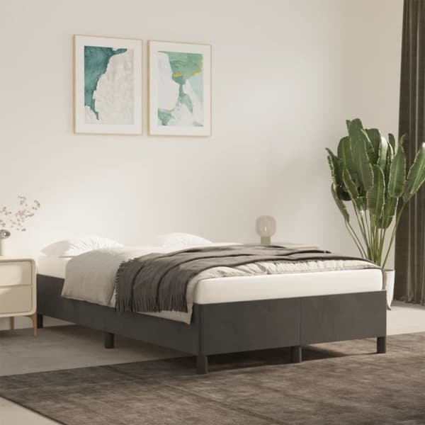 vidaXL sengeramme uden madras 120x190 cm fløjl enkeltseng mørkegrå