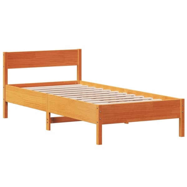 vidaXL Sängynrunko ilman patjaa vahanruskea 90x190 cm täysi mänty