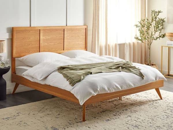 Seng Lyst Træ 180 x 200 cm Moderne Dobbeltseng med Sengegavl To Mands Lav Sengeramme Minimalistisk Design Træseng