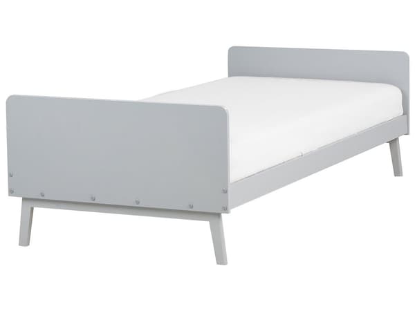 Enkel Sängram Grå Furu 90 x 200 cm Bottenplatta Modern Skandinavisk Stil Sovrum