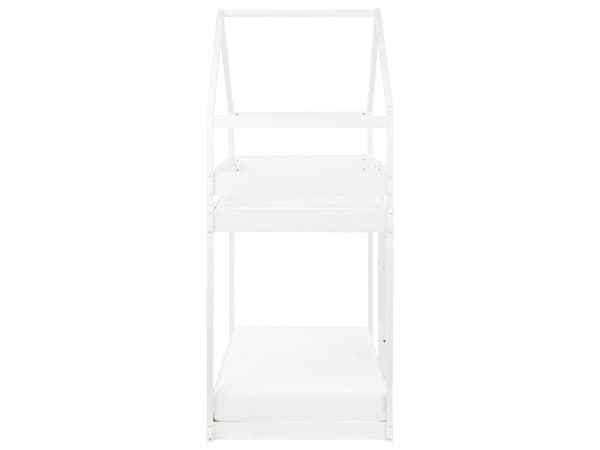 Våningssäng Trä Vit Tall 90 x 200 cm Enkel Storlek Högsovare Barn Sovrum Stege Lameller