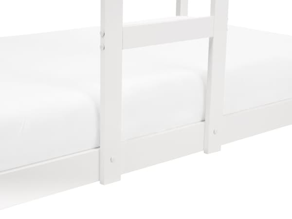 Våningssäng Trä Vit Tall 90 x 200 cm Enkel Storlek Högsovare Barn Sovrum Stege Lameller