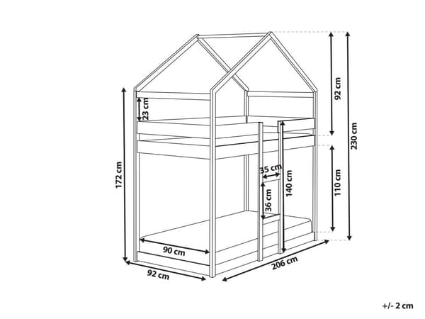 Våningssäng Trä Grå Tall 90 x 200 cm Enkel Storlek Högsovare Barn Sovrum Stege Lameller