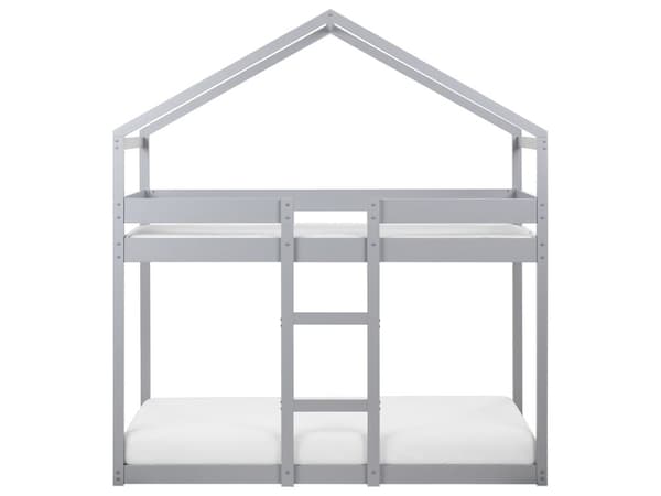 Våningssäng Trä Grå Tall 90 x 200 cm Enkel Storlek Högsovare Barn Sovrum Stege Lameller