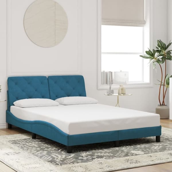 vidaXL sengeramme med sengegavl 120x200 cm velour blå