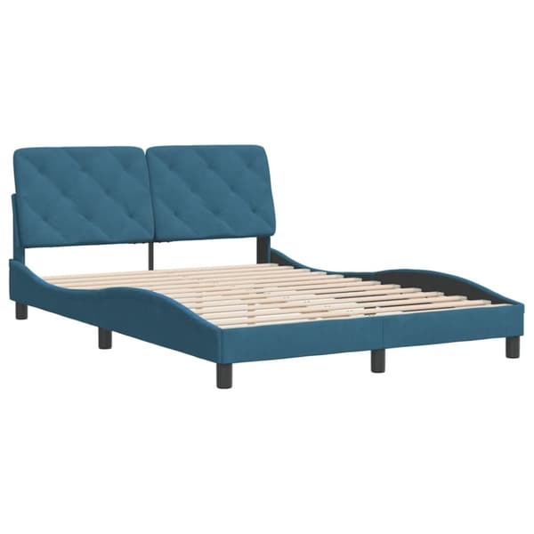 vidaXL sengeramme med sengegavl 120x200 cm velour blå