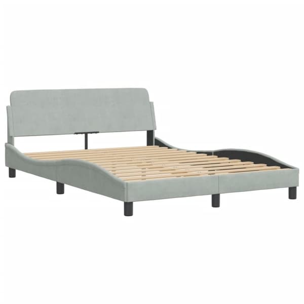 vidaXL Säng med madrass ljusgrå 140x190 cm sammet