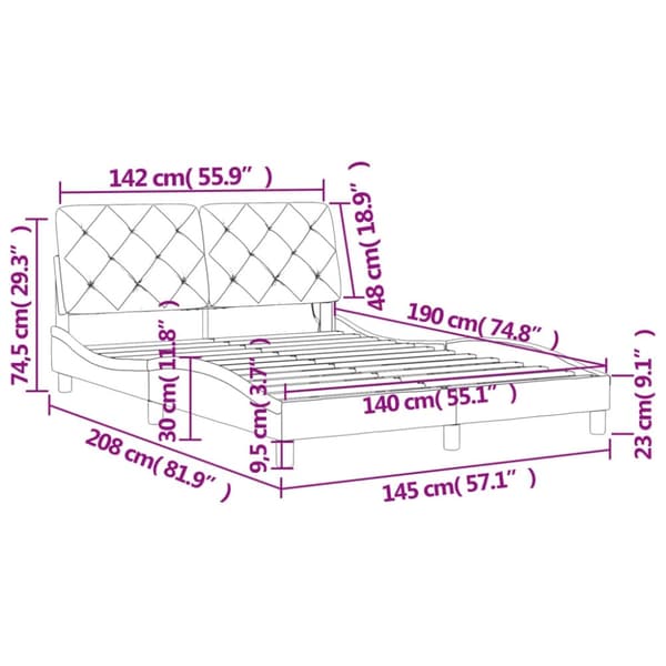 vidaXL Säng med madrass ljusgrå 140x190 cm sammet