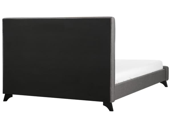 Sänky harmaa polyesteri kangas verhoilu 140 x 200 cm tuftattu sängynpääty napeilla sälepohja moderni tyyli