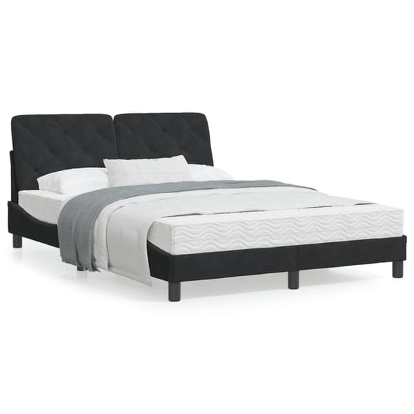 vidaXL seng med madras 140x200 cm velour sort