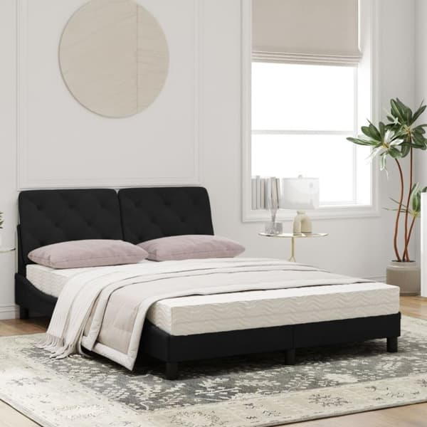 vidaXL seng med madras 140x200 cm velour sort