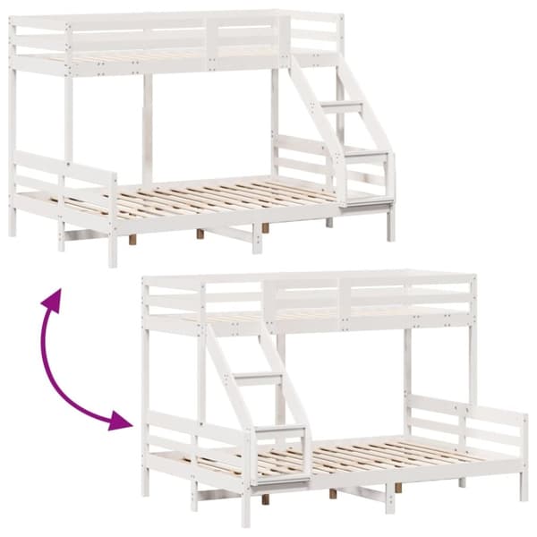 vidaXL køjeseng 90x200/140x200 cm massivt fyrretræ hvid