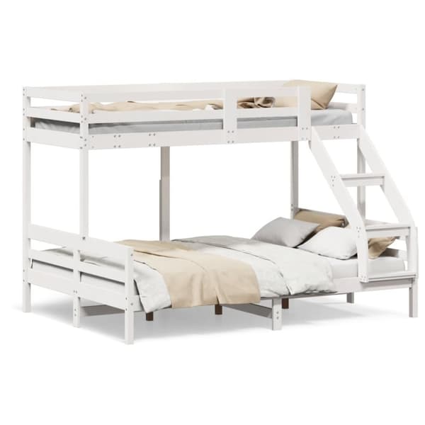 vidaXL køjeseng 90x200/140x200 cm massivt fyrretræ hvid