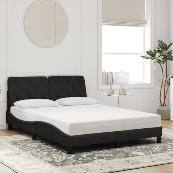 vidaXL sengeramme med sengegavl 140x190 cm fløjl sort