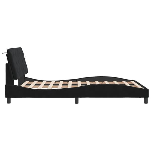 vidaXL sengeramme med sengegavl 140x190 cm fløjl sort