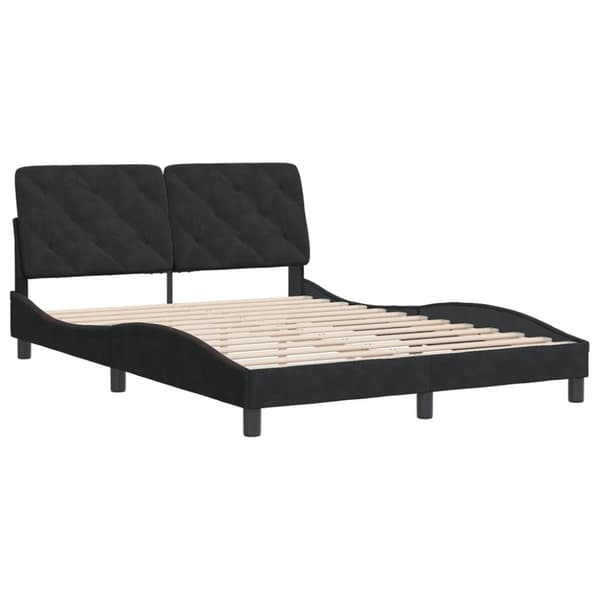 vidaXL sengeramme med sengegavl 140x190 cm fløjl sort