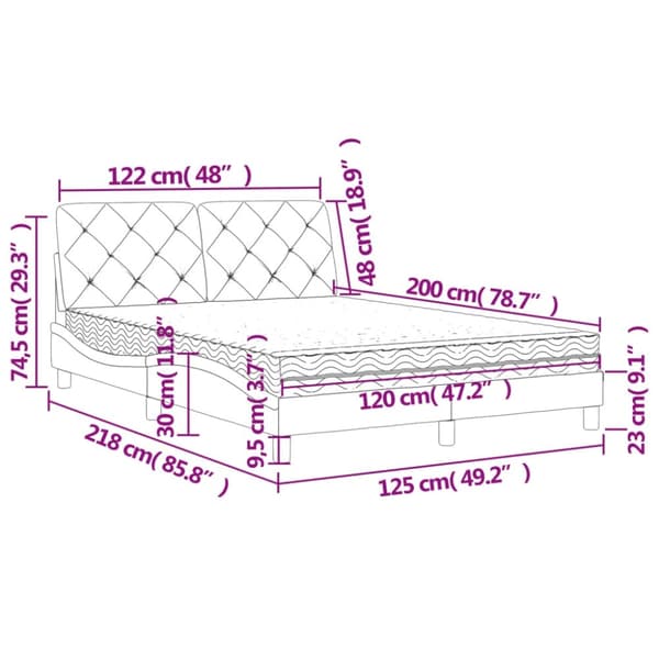 vidaXL Säng med madrass svart 120x200 cm sammet