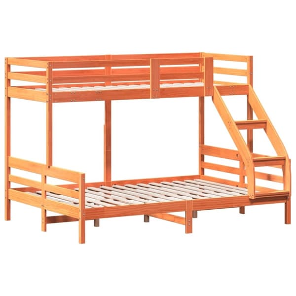 vidaXL Kerrossänky 90x200/140x200 cm vahanruskea täysi mänty