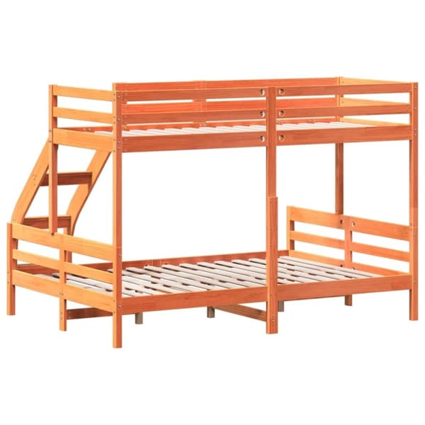 vidaXL Våningssäng 80x200/140x200 cm vaxbrun massiv furu
