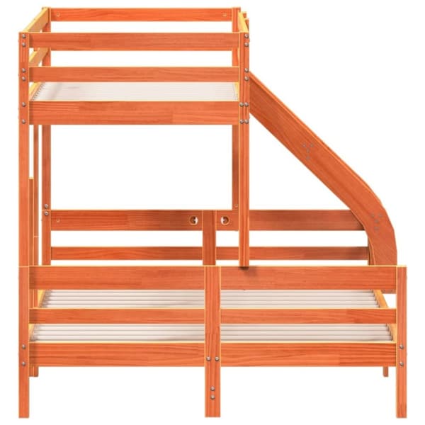 vidaXL Kerrossänky 80x200/140x200 cm vahanruskea täysi mänty