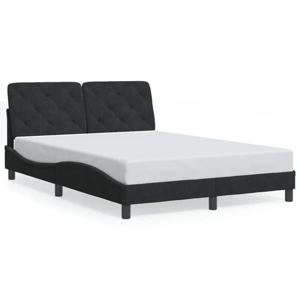 vidaXL Sängram med huvudgavel svart 140x200 cm sammet