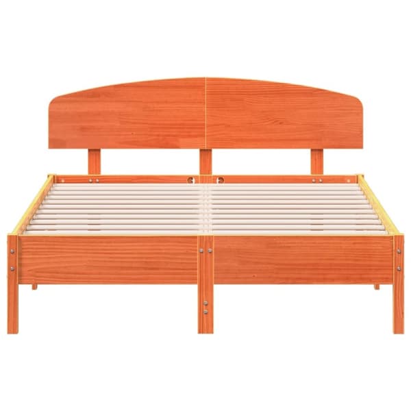 vidaXL sengeramme uden madras 150x200 cm massivt fyrretræ gyldenbrun